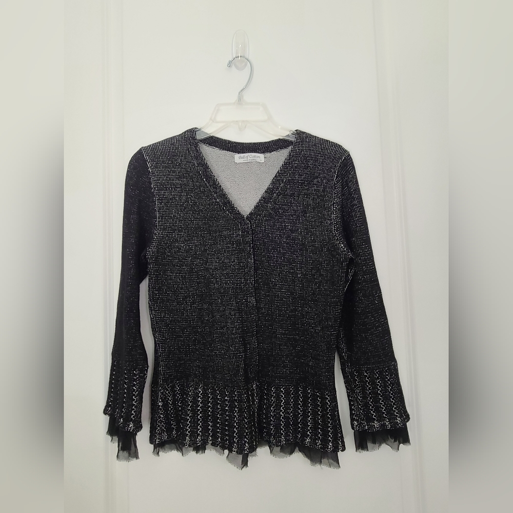 Ball of Cotton Womens Ruffled Button-Down Sweater Cardigan Size S